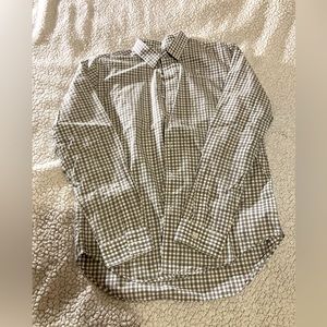 Theory Men’s Casual Button Down Shirt Grey Check Size Medium